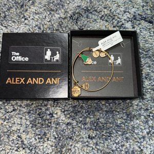 NEW  Alex and Ani THE OFFICE Dwight The Elf Duo Charm Bangle Bracelet Gold NWT